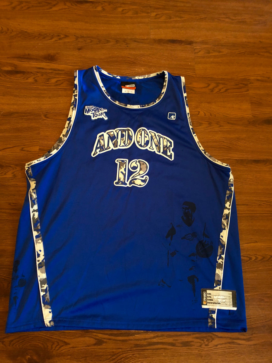 Very Rare And1 One MixTape The Professor Basketball Authentic Blue Jersey  Large