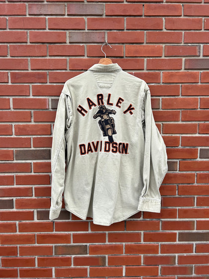 90’s Harley Davidson Patch Mechanic Long-sleeve Work Shirt XL