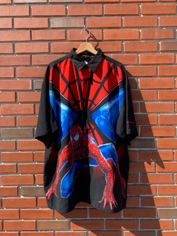Vintage 2002 Spider-Man Full Front Graphic Button Up Shirt