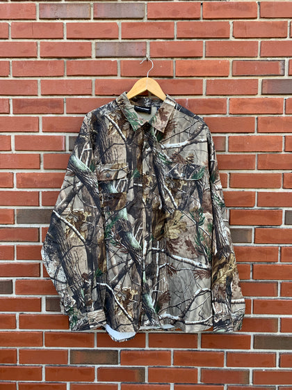 Real Tree Camo Long-Sleeve Button Up Collard Shirt