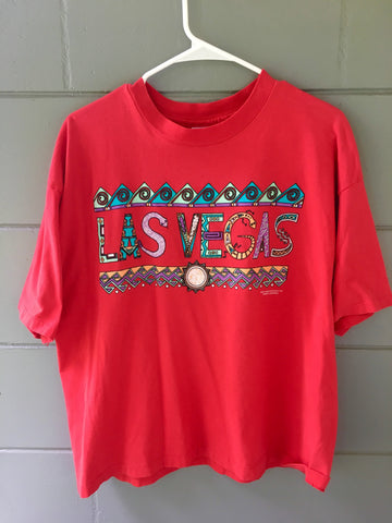 Retro Colored Las Vegas Nevada Red Abstract T-Shirt (Varied Size)