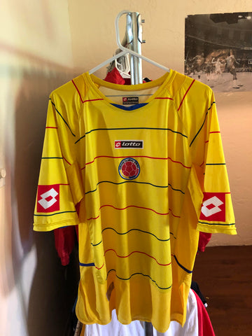 Lotto Retro Columbia Soccer Jersey Yellow Red and Blue (XL)