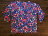 Vintage Raglan Cropped Retro Sleeve Floral Shirt (L)