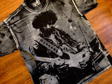 Vintage Acid Wash Jimmy Hendrix Black and Grey T-Shirt (XL)