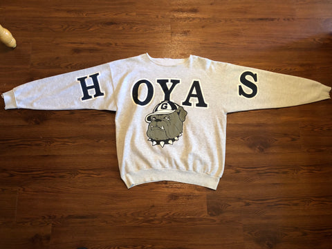 Vintage Cropped Georgetown Hoyas Bulldog Crewneck Adults L