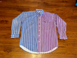 Vintage Silver Canyon Purple and Blue half/half long sleeve button up sz Adults xl