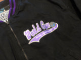 Vintage Purple and Black Worlds Gym Denim Black Jacket sz Xl fits L