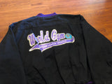 Vintage Purple and Black Worlds Gym Denim Black Jacket sz Xl fits L