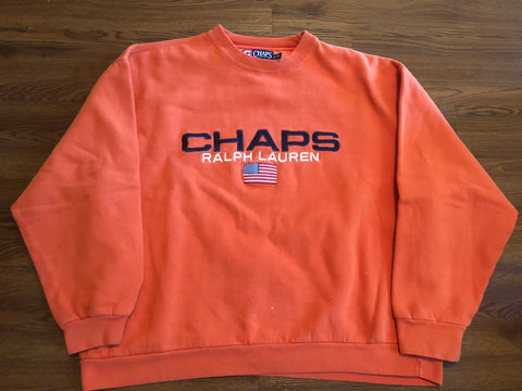 Vintage Orange Chaps Ralph Lauren Crewneck Mens L/ Womens Xl
