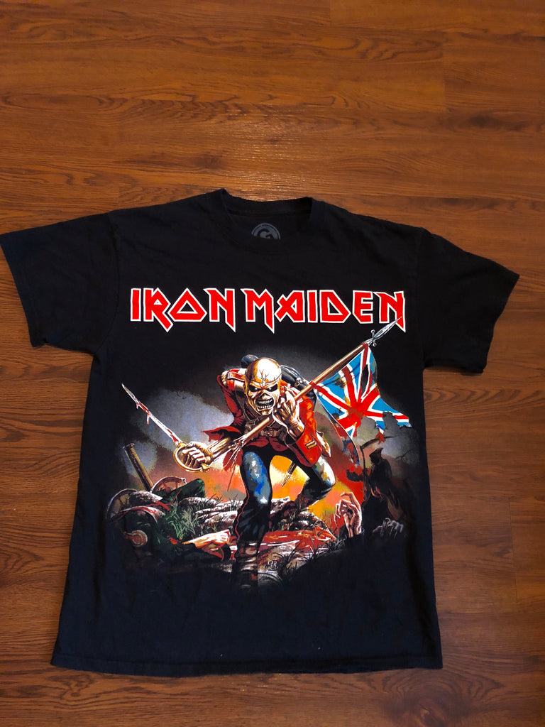 VINTAGE ROCK - BLACK T SHIRT IRON MAIDEN THE TROOPER