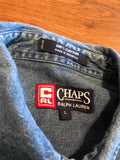 Vintage Chaps Ralph Lauren Denim Button Up w Vtg Crest sz L